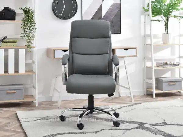 Szary fotel biurowy skórzany - najwyższy komfort pracy